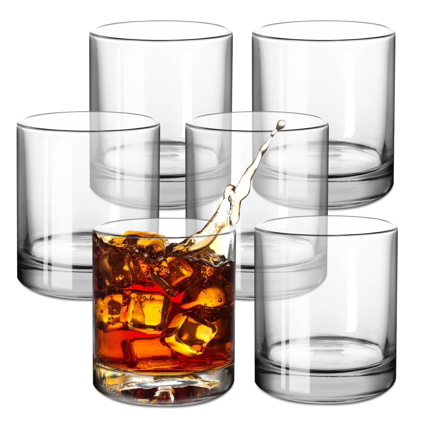 GATWOEST Premium Whiskey Glasses Set of 6- Clear Crystal Bourbon Glass 11 oz Old Fashioned Cocktail Glasses Classic Rocks Glasses for RumLiquorCognacVodka/Bar Scotch glasses-Whiskey Gifts for Men