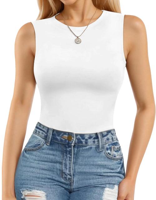Load image into Gallery viewer, MANGOPOP Women's Crew Neck Sleeveless Bodysuit
