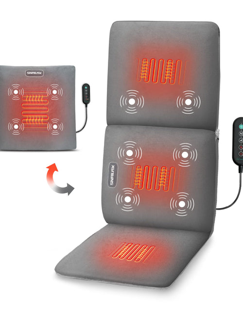 Load image into Gallery viewer, Snailax 2 in 1 Massage Seat Cushion &amp; Massage Pillow Back Massager with Heat and Vibration for NeckShoulderBackAbdomenLeg6 Vibration Motors3 Heating LevelsGift for Mom Woman Dad ManGrey
