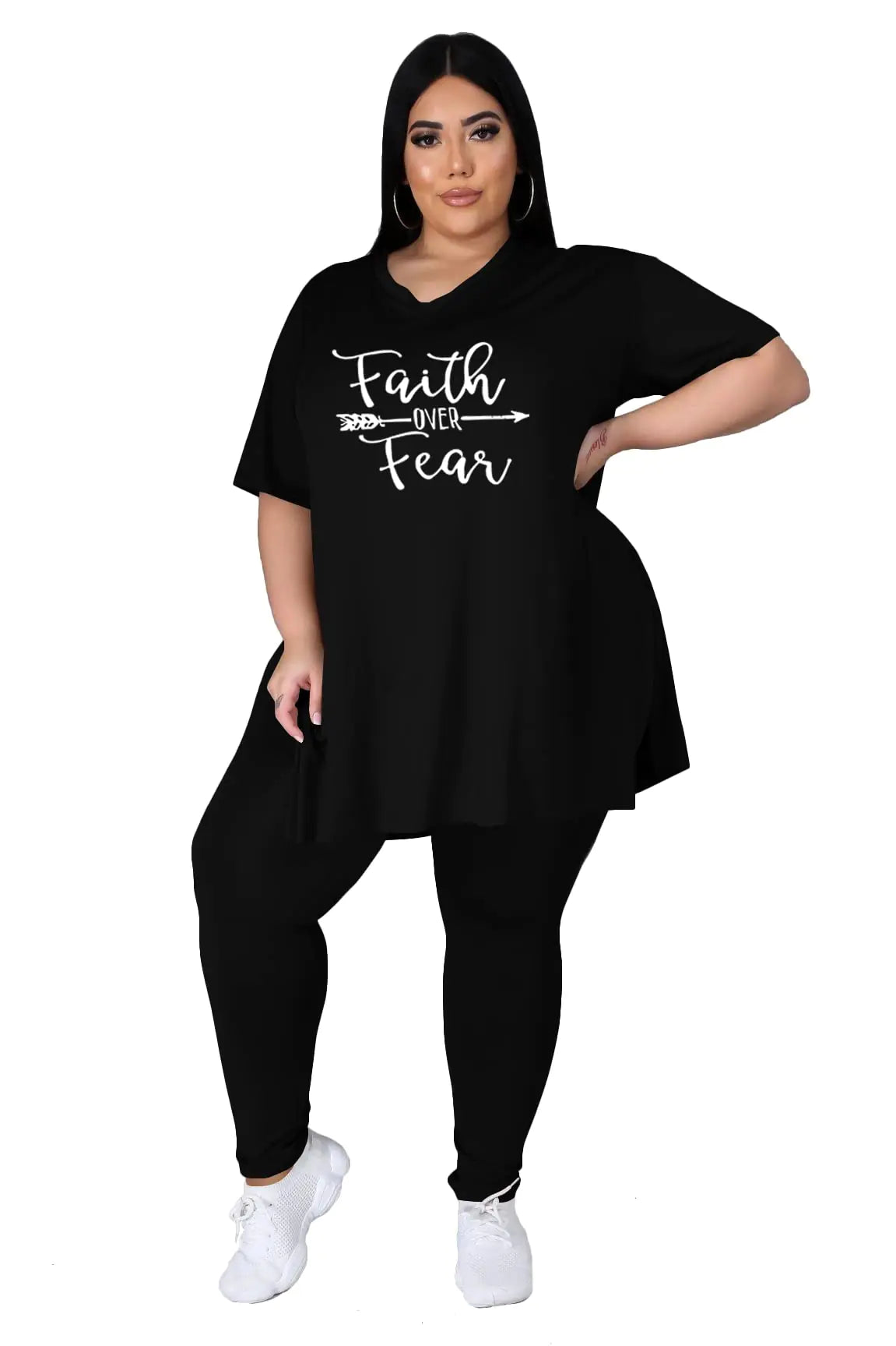 Tycorwd Womens Plus Size Two Piece Outfits Loungewear Sets Summer Oversized Tshirts Long Sweatpants Sweatsuits Sets Black5 1XL