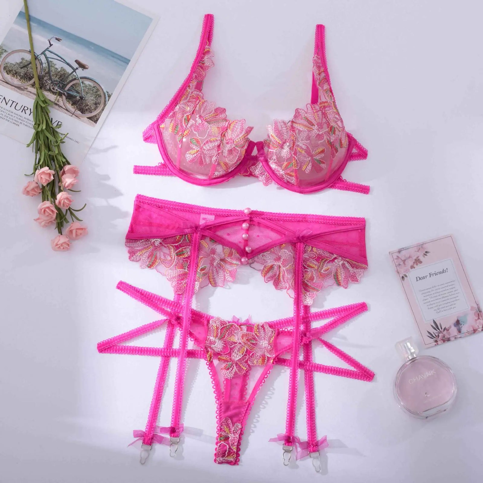 Nouvelle Lingerie Brodé Dentelle à Armatures avec Bretelles