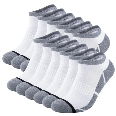 COOVAN 12 Pack Mens Ankle Socks Cushioned Running Sport Socks Breathable Anti-Blister Low Cut Athletic Socks