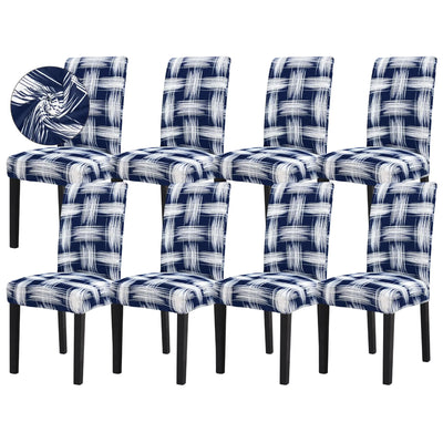 Sufdari Housses de Chaises de Salle à MangerHousse de Chaise de CuisineHousse de Chaise ParsonsProtections de Chaise en Spandex pour Salle à MangerHousses de Chaises Extensibles Lot de 8 - Rayures Bleues et Blanches