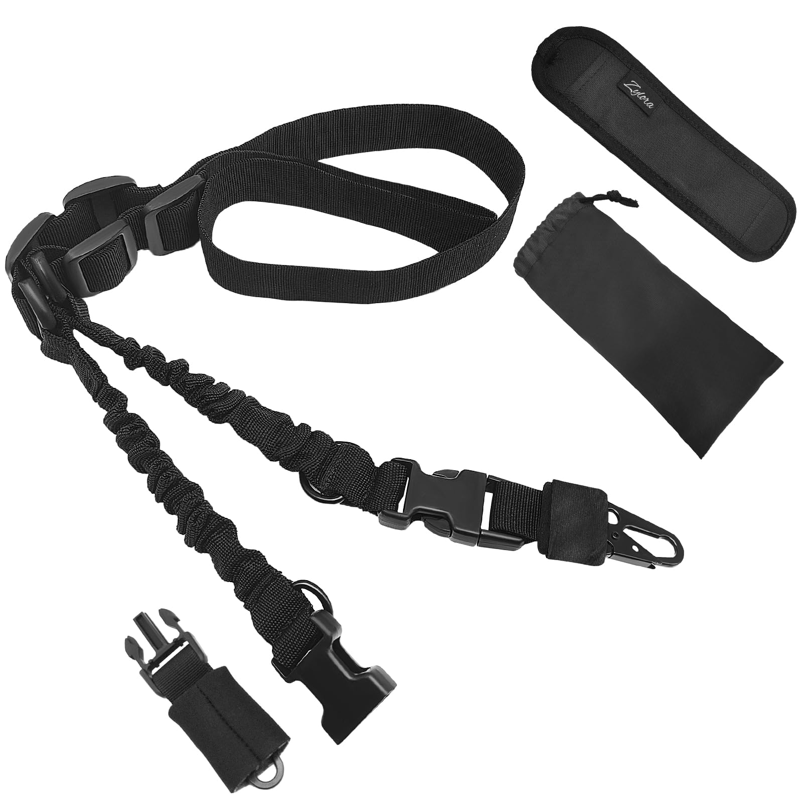 ZYLORA 2 Point Rifle Sling with Adjustable Length Shoulder Pad Metal Hook Traditional Gun Sling for Outdoor Sports Rifle Accessories for Hunting and Shooting