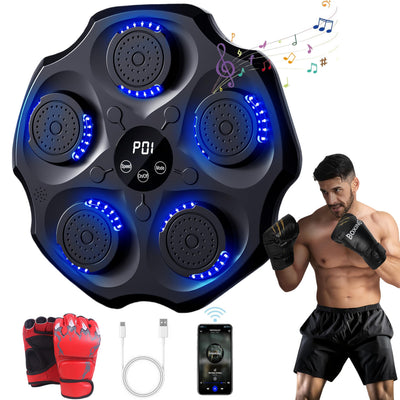 YCJYZLF Music Boxing Machine with Boxing Gloves Smart Bluetooth Music Boxing Machine Wall Mounted Electronic Boxing Target Home Workout Punching Equipment Music Boxing Machine for Adults and Kids