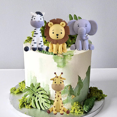 Décorations de Gâteaux Animaux Safari Décorations de Gâteaux Jungle Sauvage avec Lion Girafe Éléphant Zèbre pour Décorations de Gâteaux d'Anniversaire Thème Animaux Sauvages