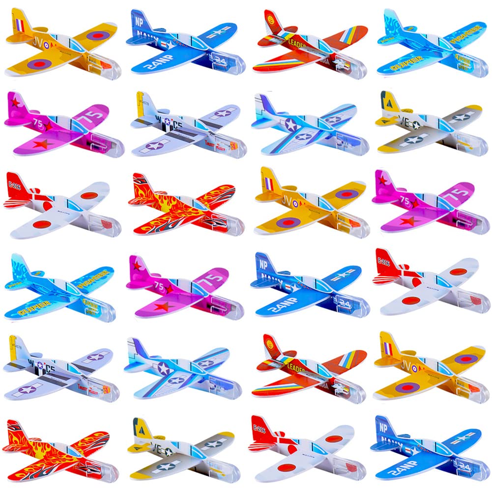 Manmel 50 Pcs Planeurs en Mousse Jouets pour Enfants, Avions en Papier, Cadeaux de Fête, Remplisseurs de Sacs à Surprises, Jouets Volants d'Extérieur en Gros pour Prix de Classe Garçons et Filles