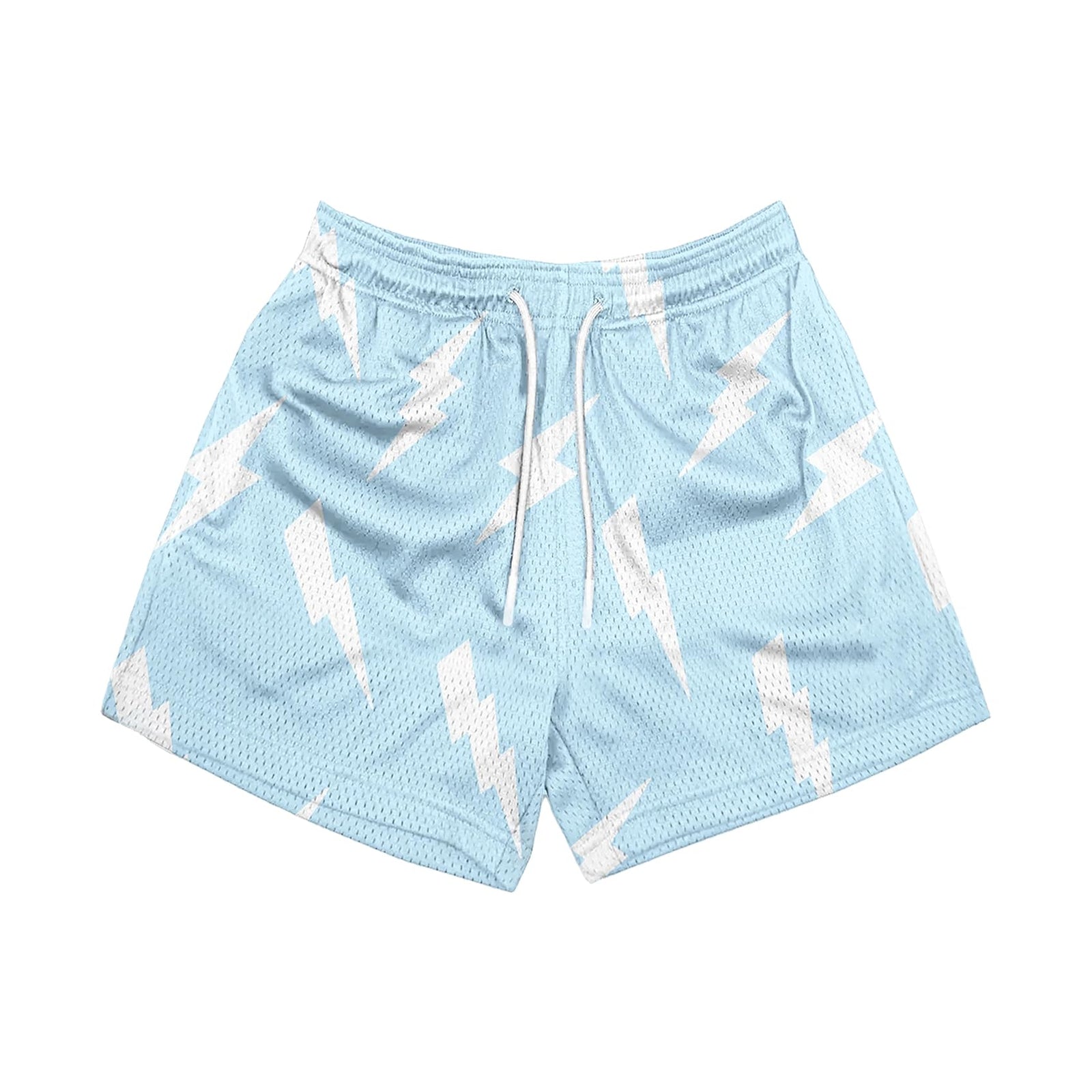 DIOTSR Mens Graphic Shorts Summer Casual Flat Front Shorts Cool Streetwear Designer Shorts Drawstring (01 Light Blue & StarsSmall)