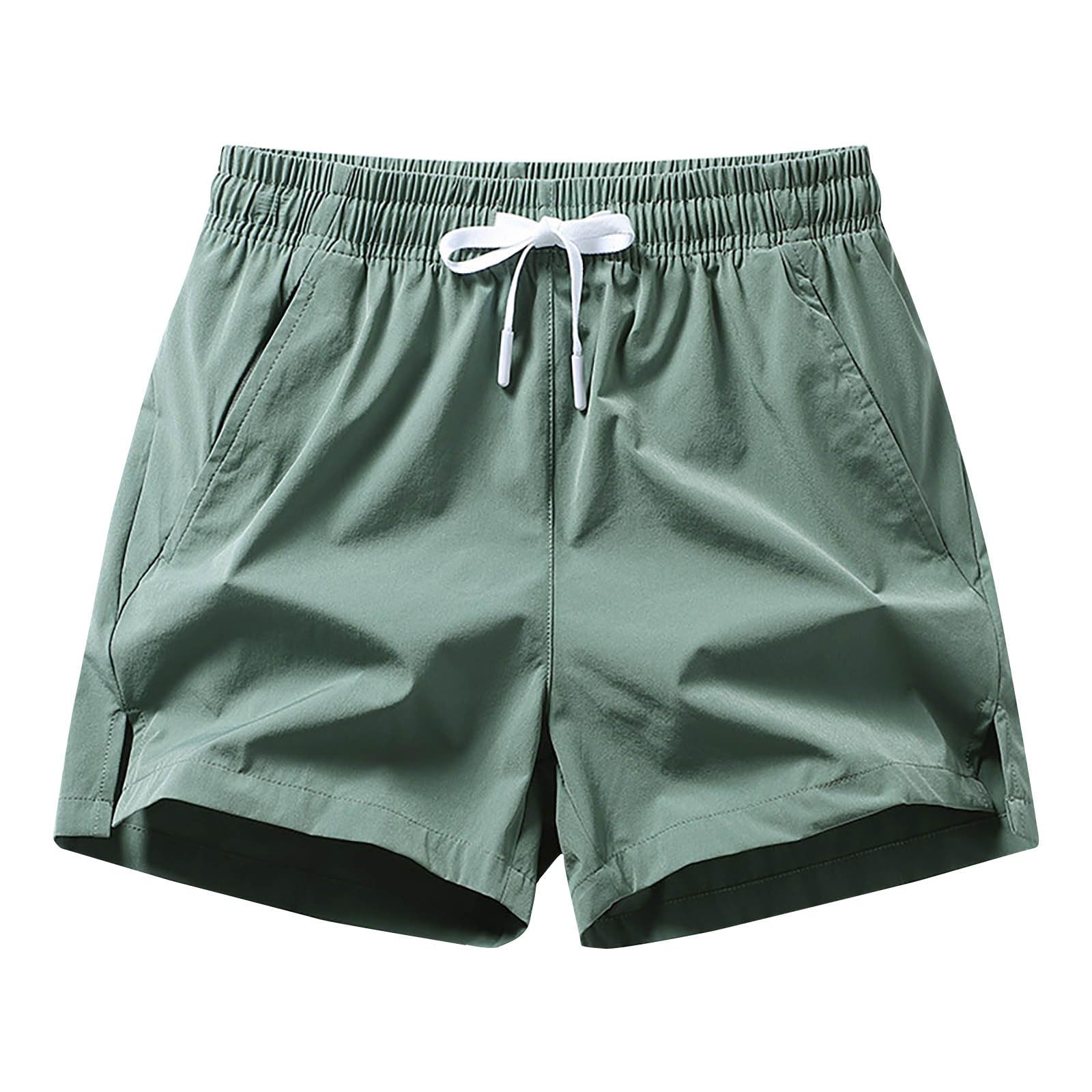 Generic Mens Shorts 5 Inch Lightweight Drawstring Waist Athletic Shorts Summer Quick Dry Beach Gym Workout Running Casual Shorts Army Green Medium