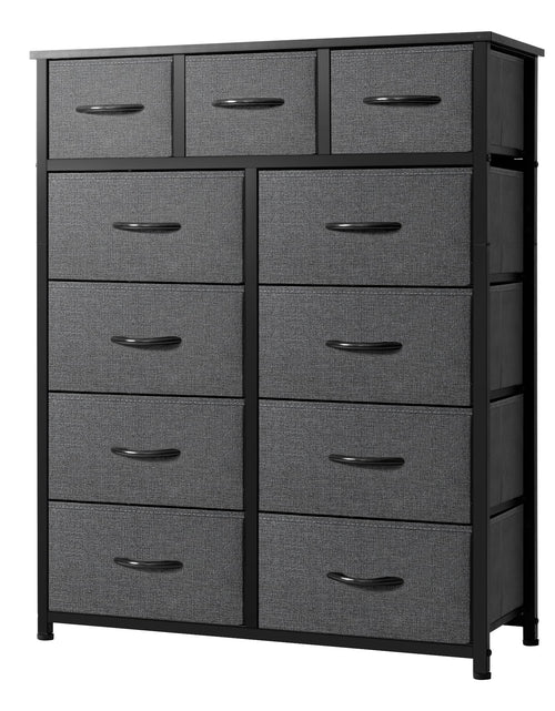Cargar imagen en el visor de la galería, AZL1 Life Concept 11-Drawer Dresser Fabric Storage Tower for Bedroom Living Room Large Tall Dressers for Bedroom with Wooden Top and Metal Frame Bedroom Dressers &amp; Chests of Drawers Dark Grey
