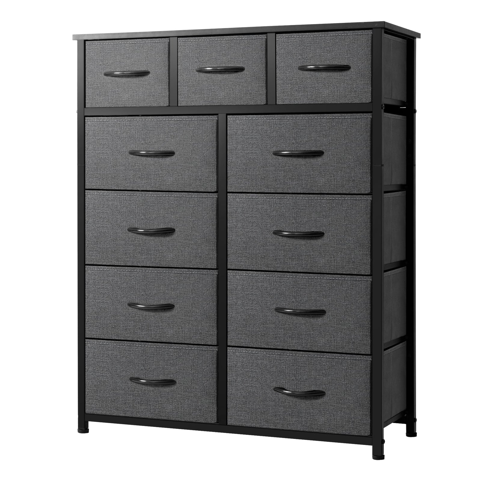 AZL1 Life Concept 11-Drawer Dresser Fabric Storage Tower for Bedroom Living Room Large Tall Dressers for Bedroom with Wooden Top and Metal Frame Bedroom Dressers & Chests of Drawers Dark Grey