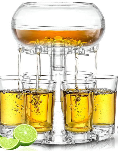 Load image into Gallery viewer, Etihub Shot Glass Dispenser And Holder - Party Drink Set For Liquor With 6 Glasses Cool Glass Shots Game Accessories Cute Of Fountains Fun 6x Pourer Bar Stuff Unique 21 Birthday Parties Machine
