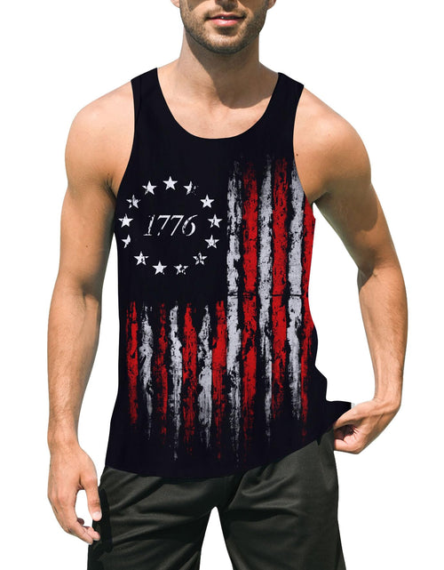 Load image into Gallery viewer, uideazone Mens Patriotic American Flag Stars Tank Top 1776 4th of July Sleeveless Graphic Tees for Independence Day
