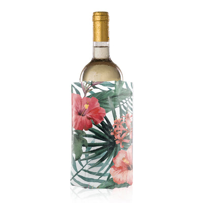 Vacu Vin Active Cooler Wine Chiller - Reusable Flexible Wine Bottle Cooler - Floral Print - Wine Cooler Sleeve For Standard Size Bottles - Insulated Wine Bottle Chiller to Keep Wine Cold