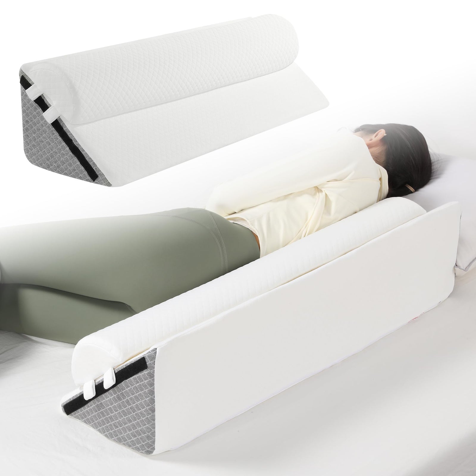 Oreiller compensé réglable extra large HOMBYS pour dormeurs latéraux, oreiller dorsal de 86 cm pour le confort et le soutien, cale de lit en mousse à mémoire de forme pour dormir, coussin de grossesse, conception ergonomique