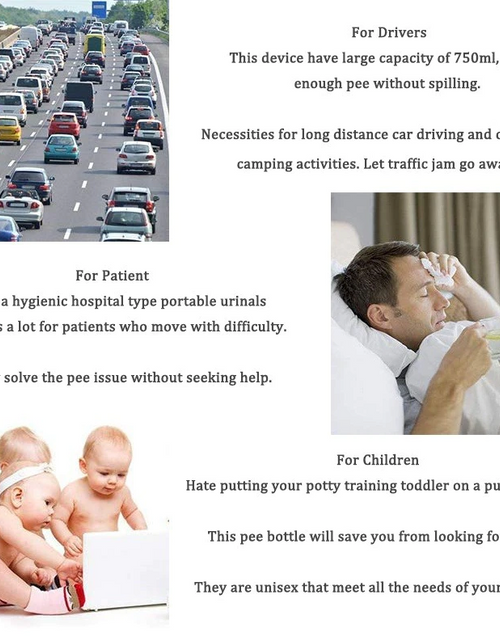 Load image into Gallery viewer, Male Female Portable Urinal Travel Camping Car Toilet Pee Bottle Emergency Kit
