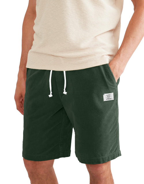 Load image into Gallery viewer, HOTake Mens Corduroy Shorts Mens Cotton Shorts Summer Beach Sweat Shorts Casual for Men Small Dark Green
