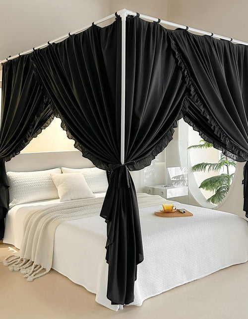 Cargar imagen en el visor de la galería, AIKASY Princess Canopy Bed Curtains with Top Ties - Windproof &amp; Lightproof for Girls Adult Bedroom Decor | Bed Canopy Drapes (KingBlack)

