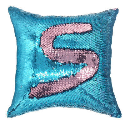 YOUR SMILE Funda de cojín de sirena mágica de lentejuelas reversibles para sofá o cama de 16 x 16 pulgadas (rosa/azul)