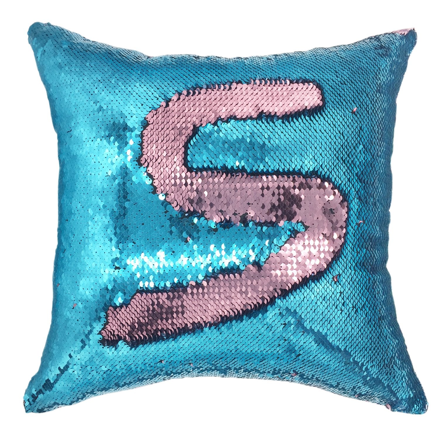 YOUR SMILE Mermaid Throw Pillow Case Magic Reversible Sequins Decorative Cushion Cover Pillowcase for Couch Sofa Bed16 X 16 Inches (Pink/Blue)