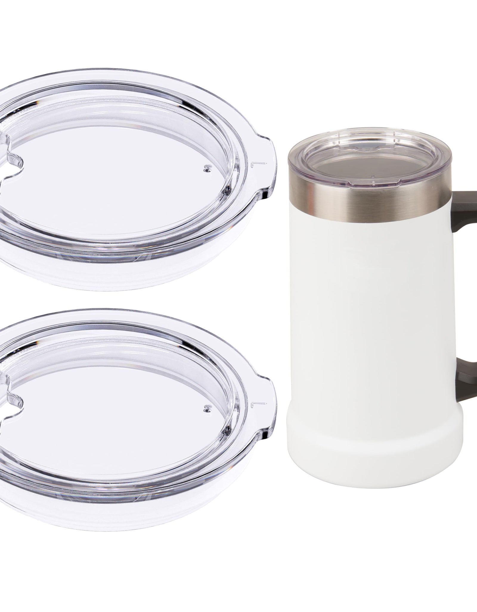 LUVCOSY 2PCs Cup Lids Compatible with Stanley 24oz Stainless Steel Beer Steins Beer Mugs Clear Replacement Cup Lids with Sealing Silicone Ring Drinking Glasses Lids Cup Covers (Mugs NOT Included)
