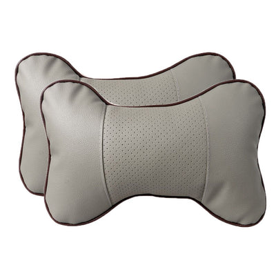 Leeko 2 Coussins de Siège de Voiture en Cuir, Oreiller Respirant pour Repose-tête de Voiture, Coussins de Nuque de Voiture, Appuie-tête de Sécurité Auto (Gris)