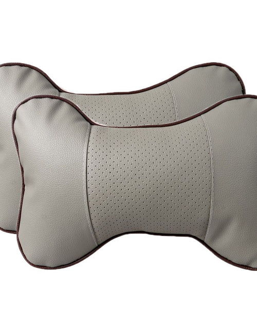 Load image into Gallery viewer, Leeko 2PCS Leather Car Seat Pillow Breathable Car Head Neck Rest Cushion Headrest Auto Car Safety Pillow (Gray)
