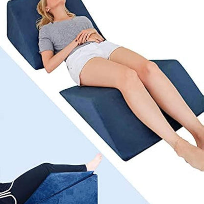 Lisenwood Foam Bed Wedge Pillow Set- Reading Pillow & Back Support Wedge Pillow for Sleeping- 2 Separated Sit Up Pillows for Bed- Angled Bed Pillow Triangle Pillow for Back and Legs Support Navy
