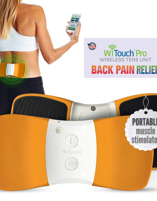 Load image into Gallery viewer, WiTouch Pro TENS Unit for Back Pain Relief &amp; Recovery Wireless Wearable Muscle Stimulator Made in USA Gel Pads Included
