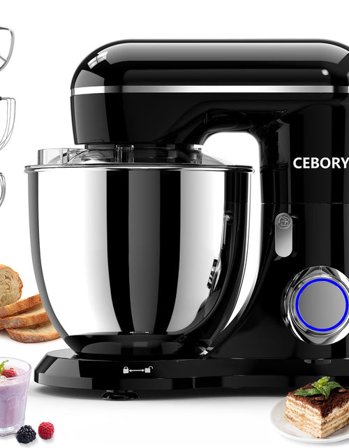 Cargar imagen en el visor de la galería, CEBORY 3-IN-1 Electric Stand Mixer 6.5QT Bowl 10-Speed Kitchen Mixer Household Food Mixers include Dough Hook Beater and Whisk Bread Cake Mixer for Baking and Most Home Cooks Black
