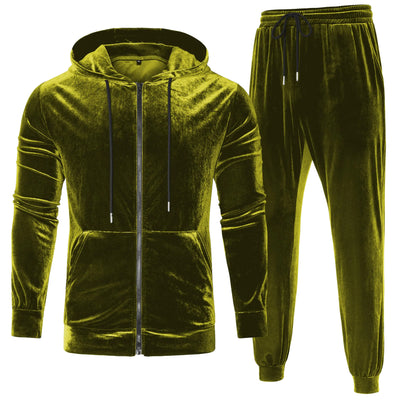 LecGee Mens Velour Tracksuit 2 Piece Hoodie Set Athletic Jogging Sweatsuits for Men Casual Sports Suit Set(GreyMedium)
