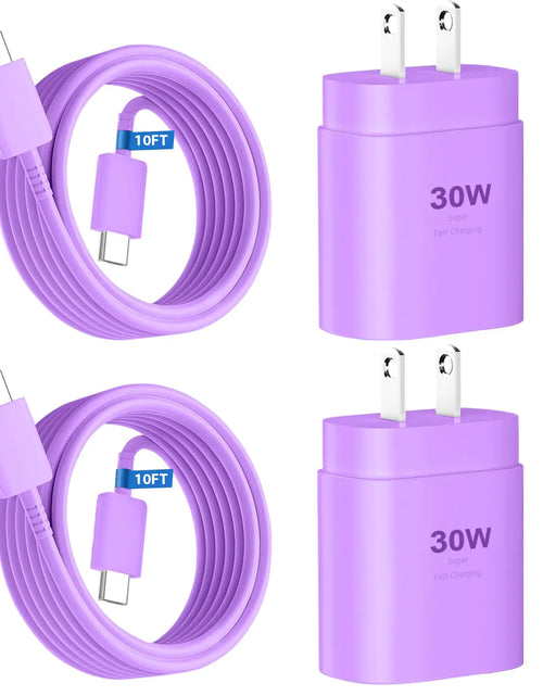 Load image into Gallery viewer, Phone 16 15 Charger30W USB C Fast Charger Block &amp; 10FT Long C to C Fast Charging Cable Cord for Phone 16 15/16 15 Pro Max/ 16 15 Plus/ 15 MiniPro 12.9/11 inch10th GenSamsung Galaxy S24UltraPurple

