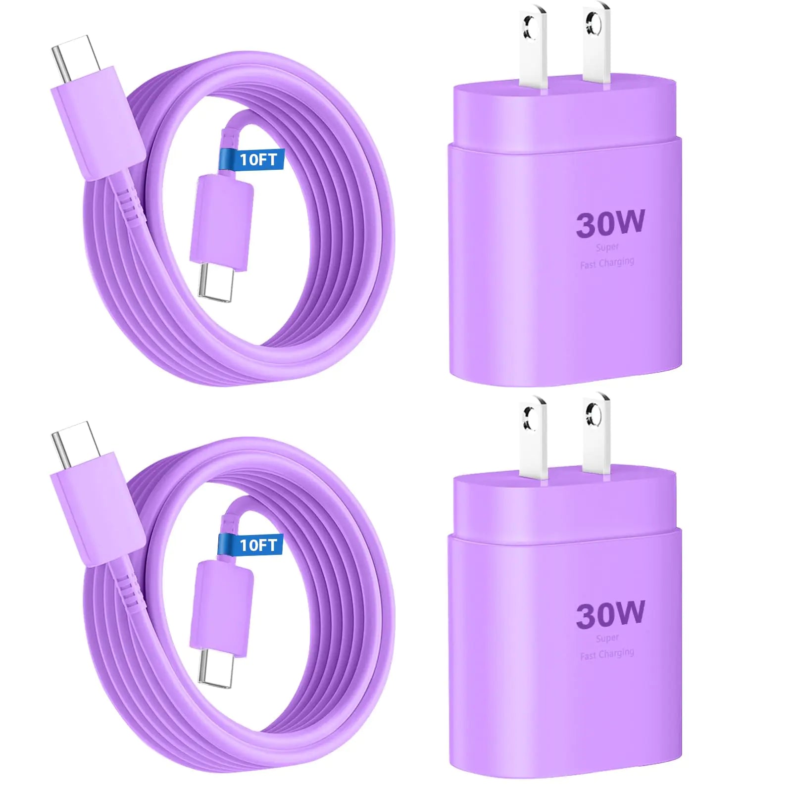 Phone 16 15 Charger30W USB C Fast Charger Block & 10FT Long C to C Fast Charging Cable Cord for Phone 16 15/16 15 Pro Max/ 16 15 Plus/ 15 MiniPro 12.9/11 inch10th GenSamsung Galaxy S24UltraPurple