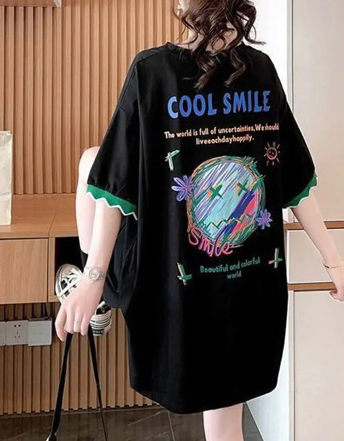Load image into Gallery viewer, Patchwork Print Oversized Women&#39;s Casual T-Shirts
