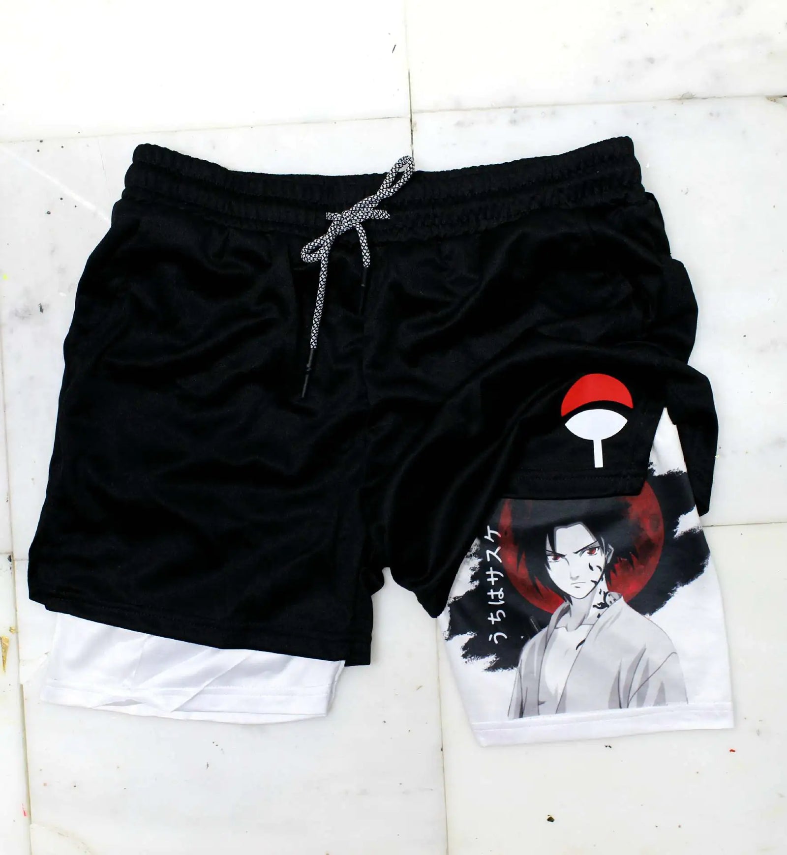 2023 Summer Men's Double Layer Anime Print Shorts