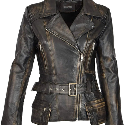 Womens Genuine Lambskin Leather Jacket | Classic rider leather jacket | Black Leather Jacket Women | Womens Leather Jacket (US Alpha x_s Regular Regular Distressed Coat)