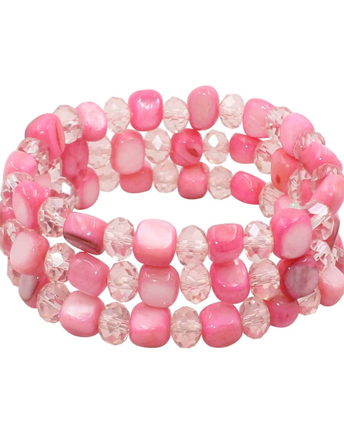 Load image into Gallery viewer, Jules D.Multi Rows Stackable Stretch Bracelet Colorful Shell Glass Boho Bracelets Trendy Costume Jewelry Gifts for Women (Pink 2)
