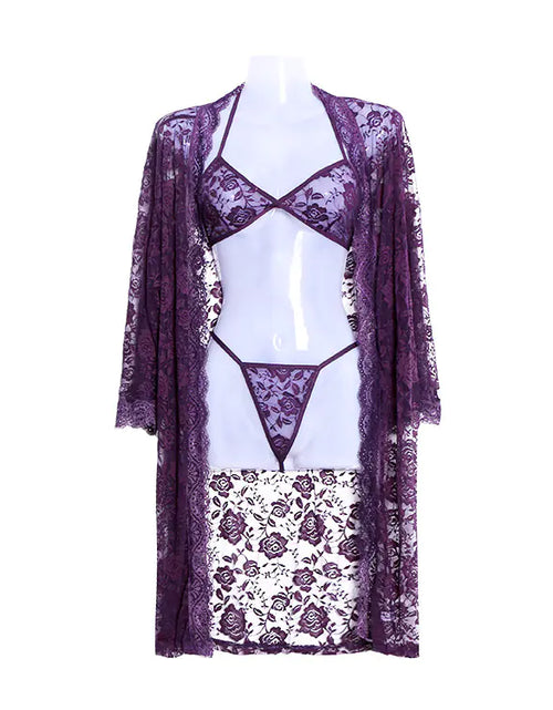 Charger l'image dans la visionneuse de galerie, Ensemble 3 pièces de lingerie en dentelle grande taille
