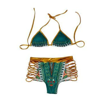 Fashionable Women's Printed Bikini Swimwear with Straps