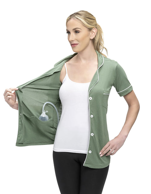 Load image into Gallery viewer, USBD Post Mastectomy Surgery Recovery Shirt (Olive Large)
