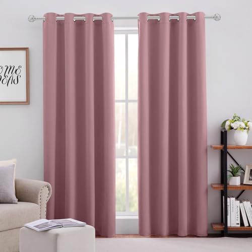 Cargar imagen en el visor de la galería, HOMEIDEAS Mauve Blackout Curtains for Bedroom 52 X 84 Inch Length 2 Panels Set Room Darkening Bedroom Curtains Soundproof Thermal Grommet Window Curtains for Living Room
