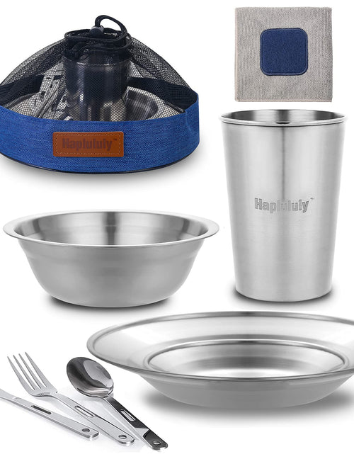 Cargar imagen en el visor de la galería, Kit de cocina para acampar - para acampar de 1 a 2 personas, platos para campamento de boy scouts, utensilios de cocina para acampar, juego de vajilla para exteriores
