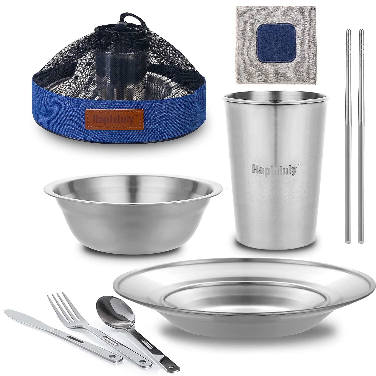Kit de cocina para acampar - para acampar de 1 a 2 personas, platos para campamento de boy scouts, utensilios de cocina para acampar, juego de vajilla para exteriores