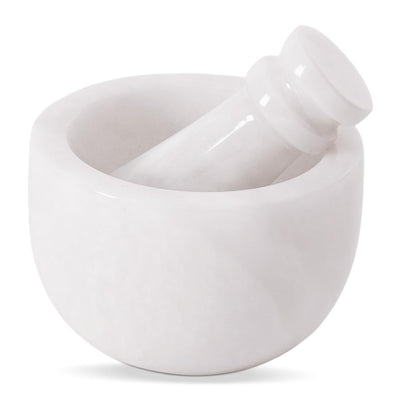Marble Mortar and Pestle Set White 3" Inches Handmade Nut Grinder for Kitchen - Ideal Small Mortar & Pestle Set Spice Grinder Mortar and Pestle - Garlic Crusher