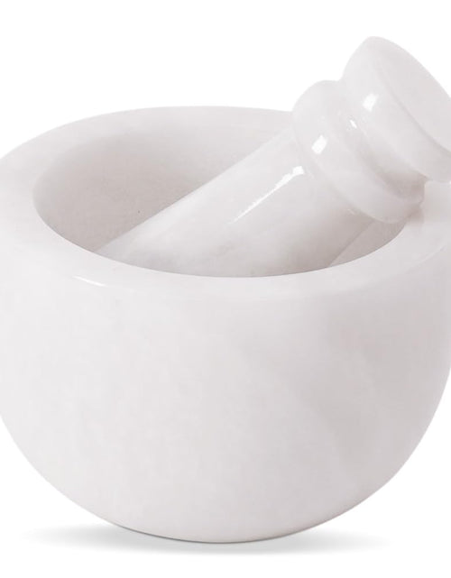Cargar imagen en el visor de la galería, Mortero y Maja de Mármol Blanco 3 Pulgadas Hecho a Mano Moledor de Nueces para Cocina - Juego de Mortero y Maja Pequeño Ideal Moledor de Especias Mortero y Maja - Machacador de Ajo
