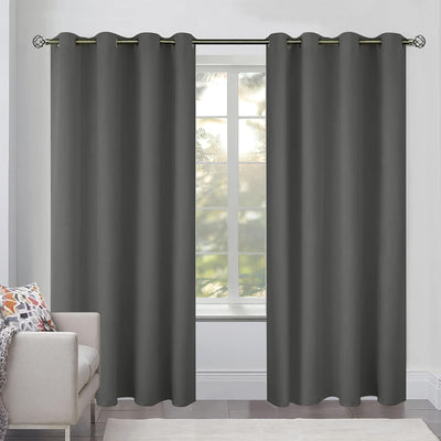 Blackout Curtains for Bedroom Pack of 2 Window Hanging Panels 52 x 84 inch Grey