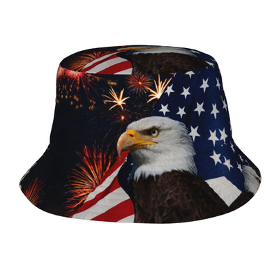 Sombreros de Sol con Bandera de EE. UU. para Hombres y Mujeres 4 de Julio Sombrero de Cubo con Bandera Estadounidense Borde Ancho Protección Solar de Verano