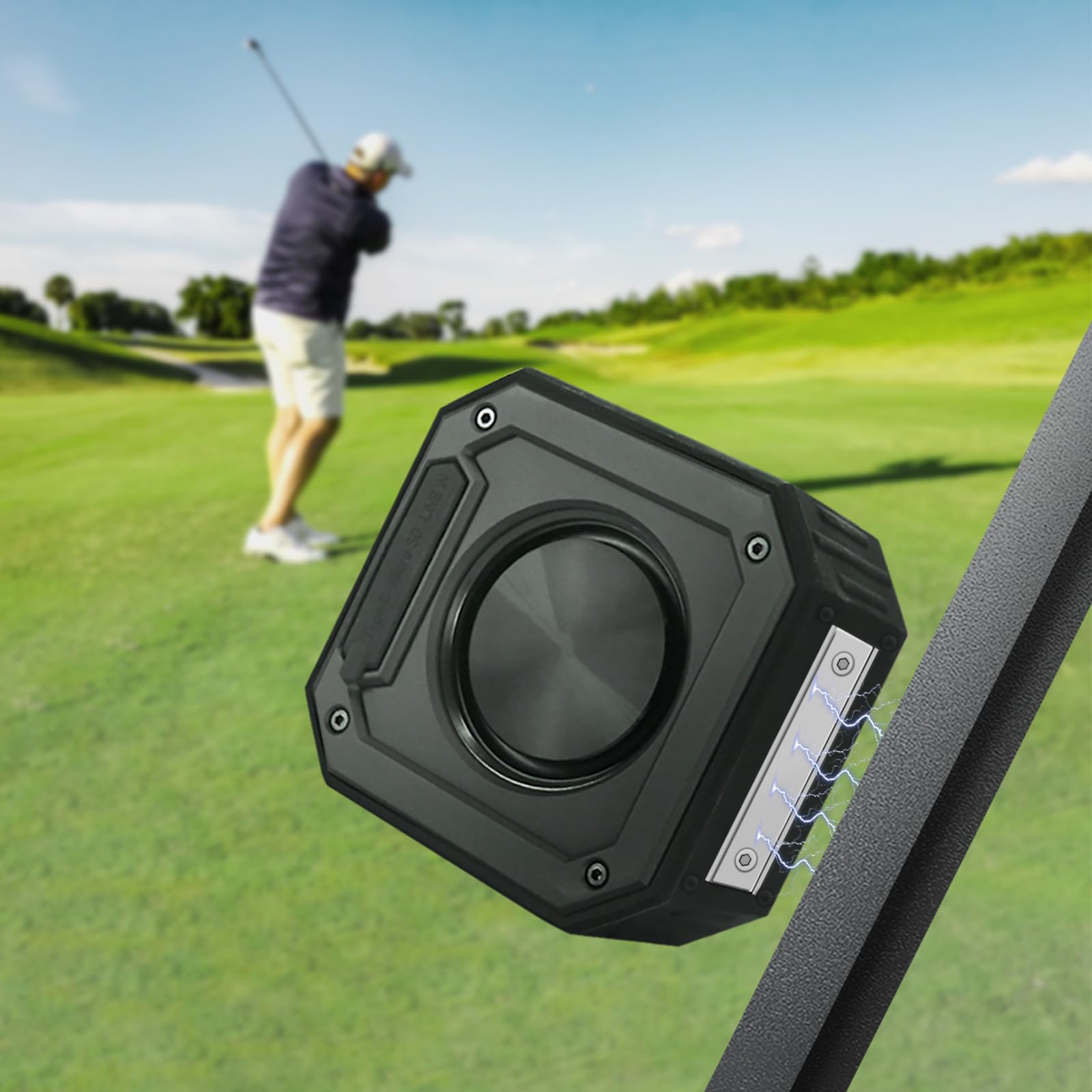 PILSAMAS Altavoz de Golf Altavoces para Carrito de Golf Bluetooth Altavoz Portátil Bluetooth - Fuerte Magnético Alto con Graves Exterior IPX7 Impermeable Altavoz Bluetooth Altavoz Inalámbrico Accesorios para Carrito de Golf