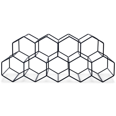 NAT & Jules Honeycomb Black Iron Metal Tabletop Wine Rack Large - Perfect for Kitchen Countertop Pantry or Cabinets Display or Storage - Holds 12 Bottles Black
