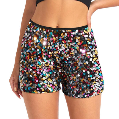 Womens Sequins Shorts Glitter Metallic Sparkle Party Shorts Tour Concert Outfit Performance Clubwear Rave Shorts M
